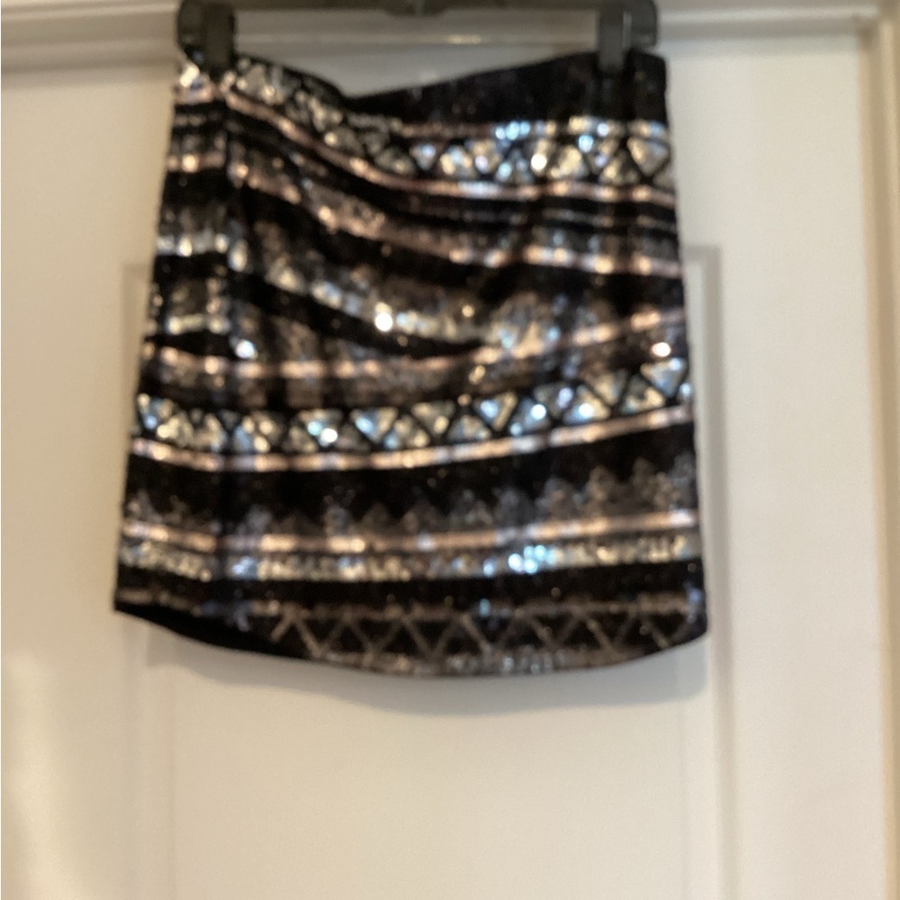 Black and Silver Sequin Lined Skirt